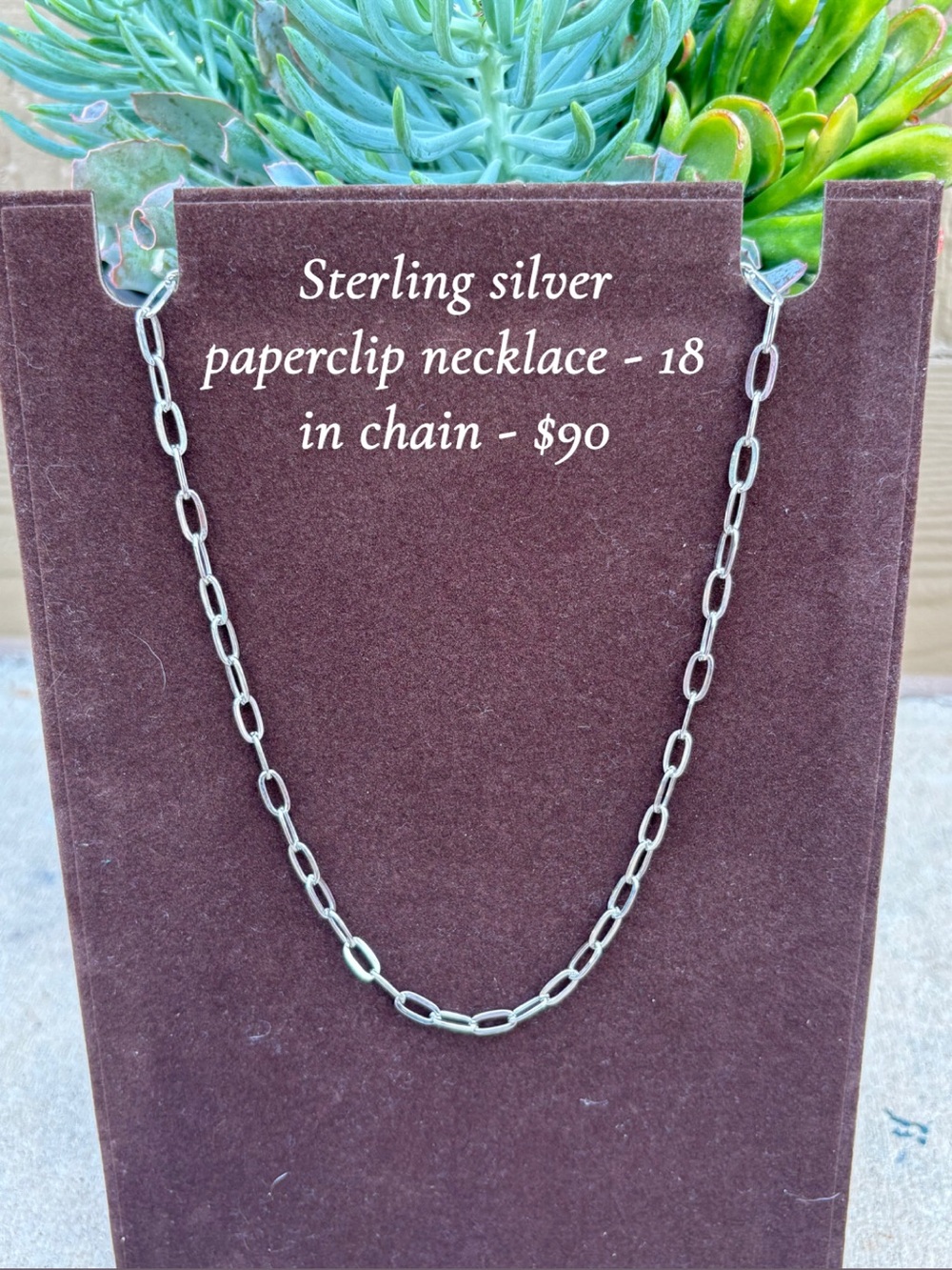 Sterling Silver Paperclip Necklace - Silver - Unbranded